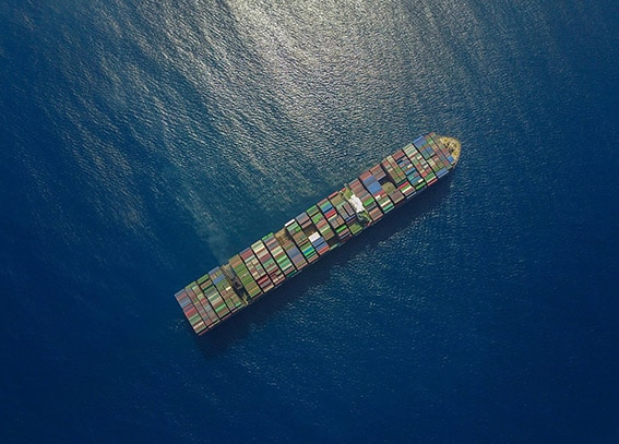 Sea shipping container sourcing ship