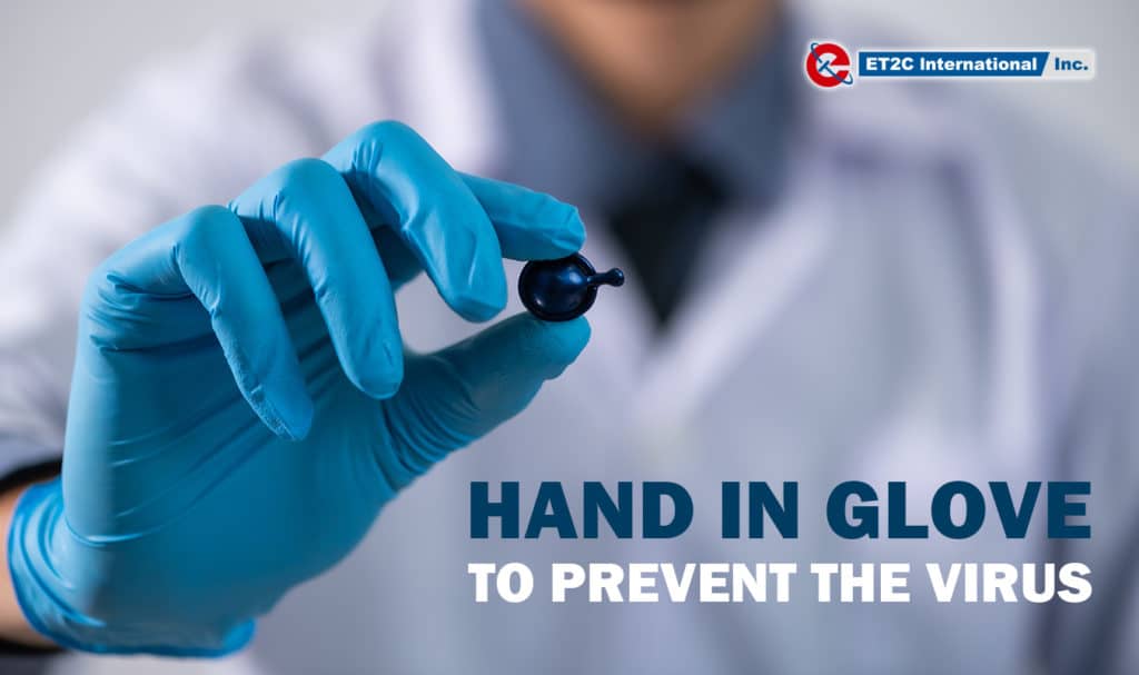 Hand in glove to prevent the virus protective gloves covid covid19 coronavirus
