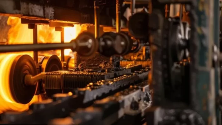 Precision steel forging in a factory