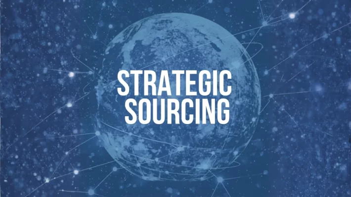 strategic sourcing concept showing global sourcing network and supply chain connections