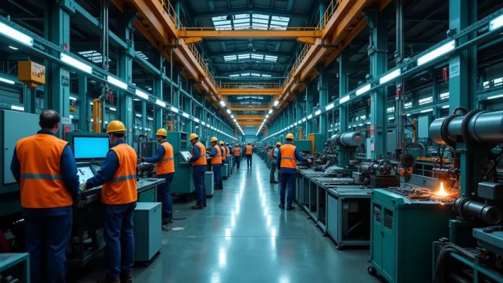 Modern Indian factory showcasing Make in India industrial production.
