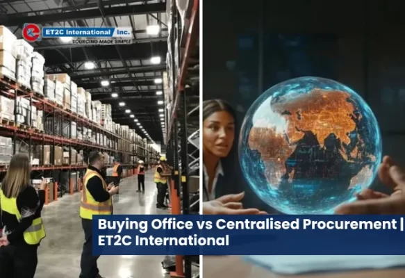 Buying office vs centralised procurement showing on-the-ground sourcing support and global procurement strategy.