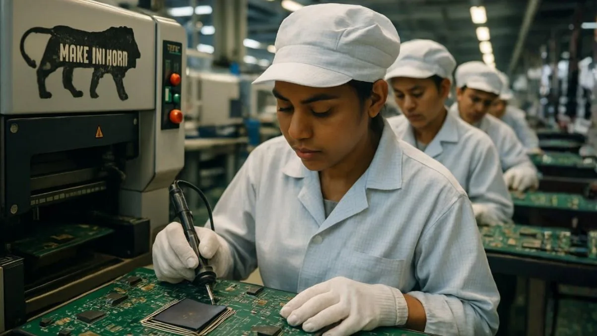 Make in India electronics manufacturing supported by PLI schemes and growing production capacity